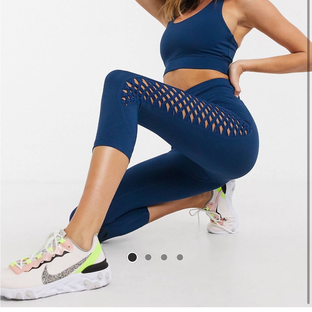 ASOS Crochet detail blue crop yoga leggings